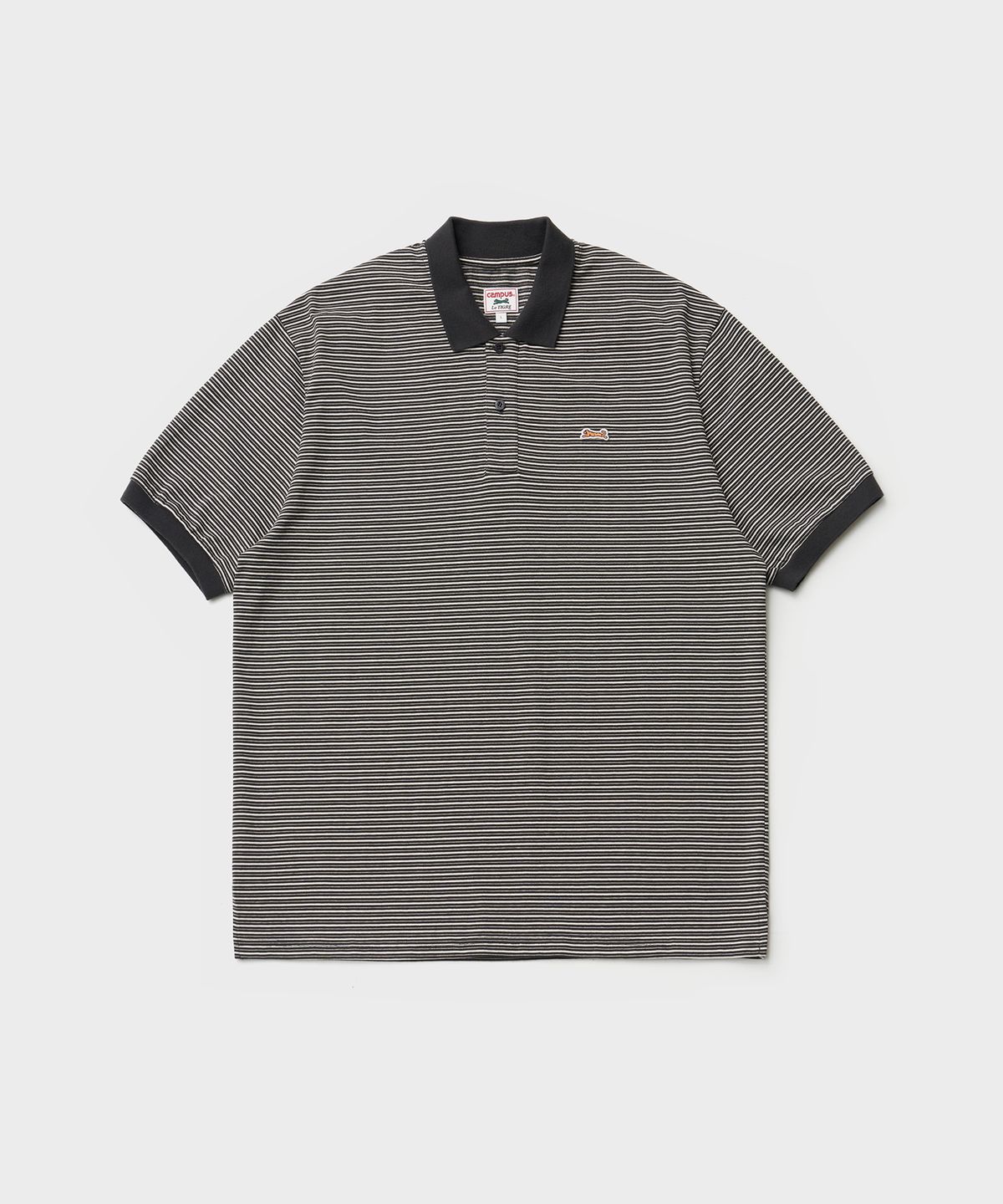 르티그레(LE TIGRE) Multi-stripe polo T-shirt (Black)