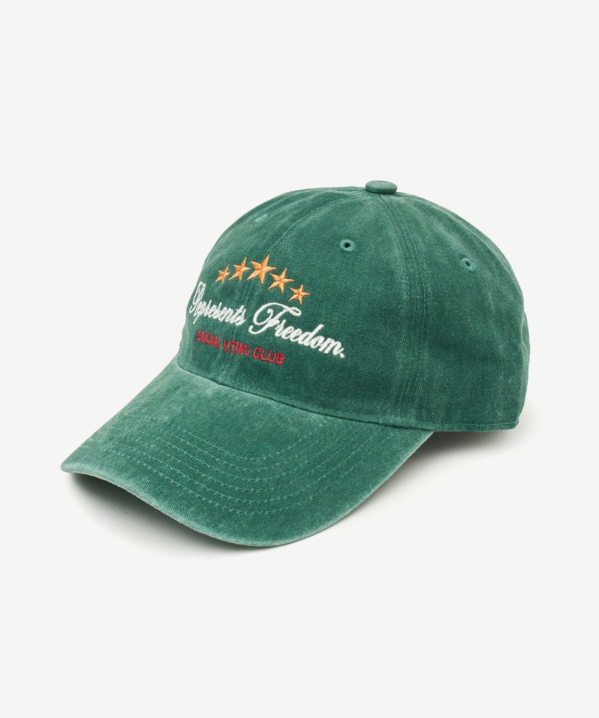브이투(VTWO) 스타 스톤 워시드 볼캡 (GREEN)