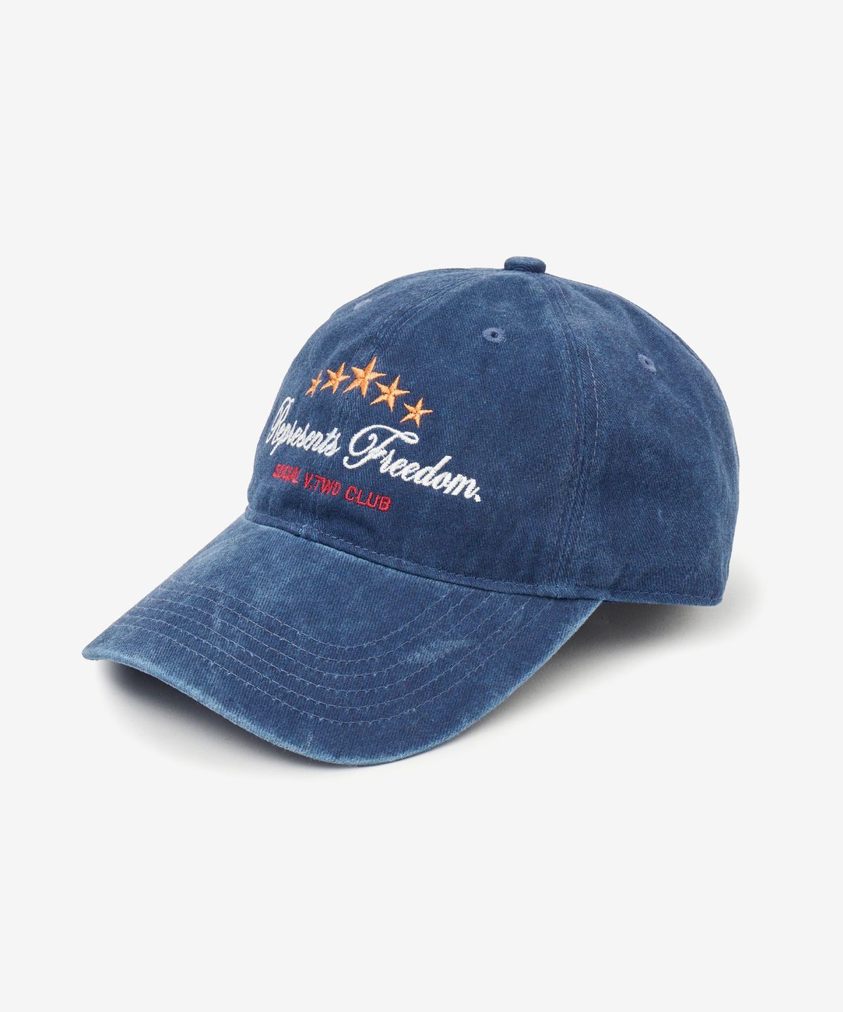 브이투(VTWO) 스타 스톤 워시드 볼캡 (NAVY)