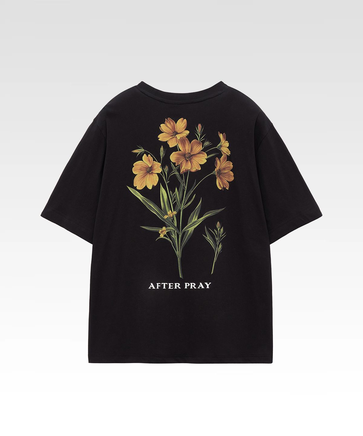 애프터프레이(AFTERPRAY) 리어 플라워 티셔츠 블랙