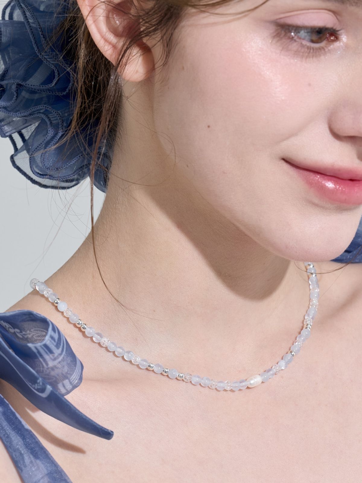 프리앙(FREEANG) Aquamarine Pearl Necklace - 아쿠아마린 진주 목걸이