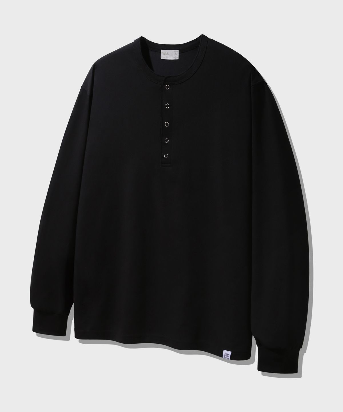바켄(BAKKEN) 5-button snap 헨리넥 긴팔티셔츠 BK4886_블랙
