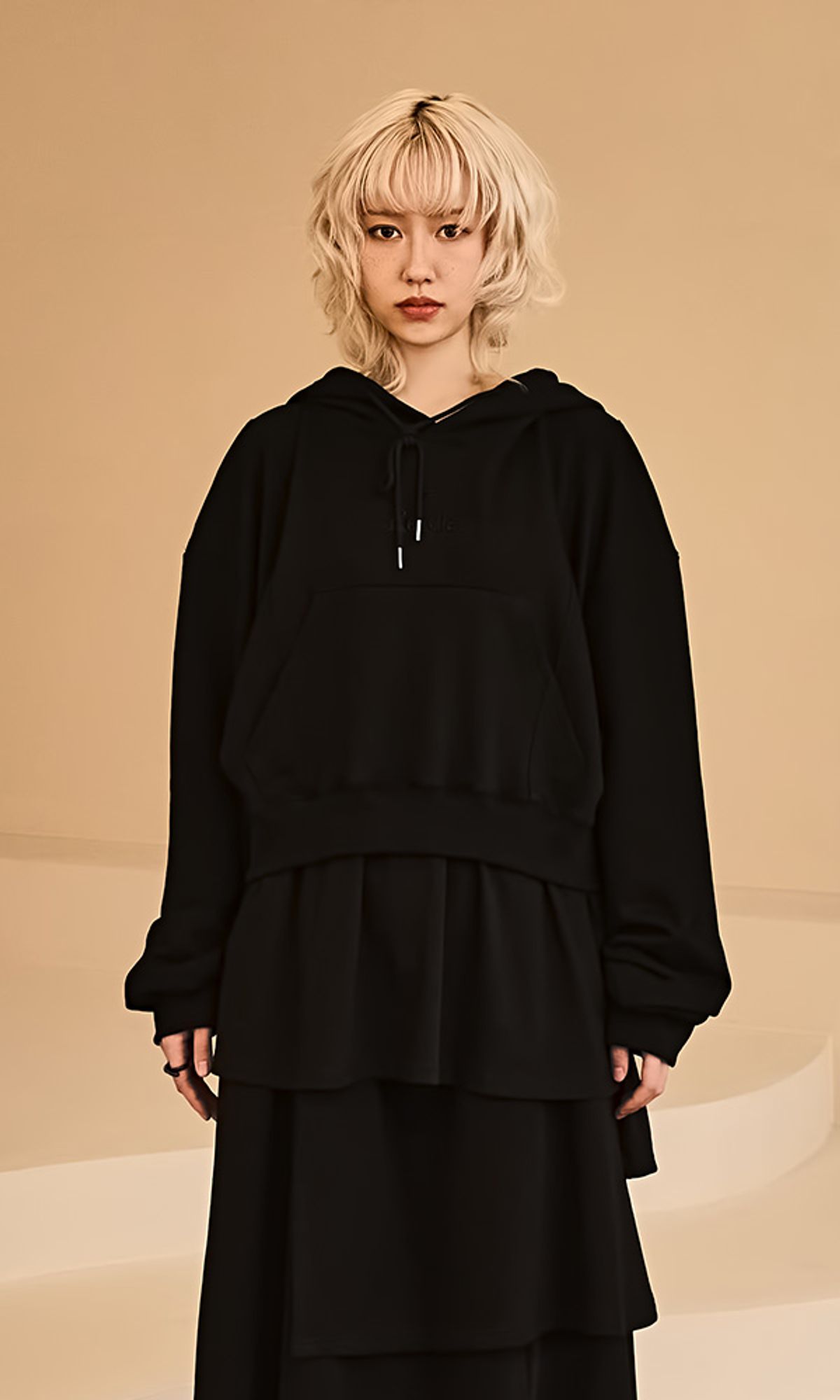 레큘리(RECULER) Layered Hoodie Black