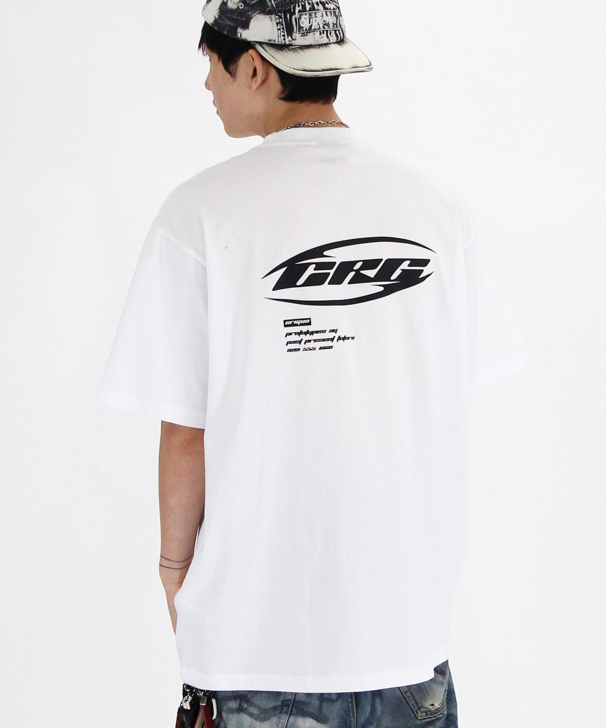 크리건(CRIGUN) CRG Racing 세미 오버핏 반팔티 WHITE