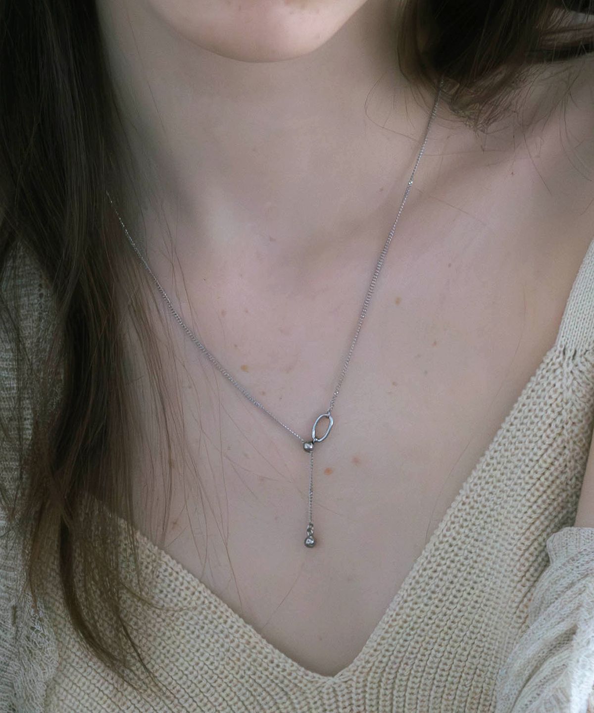 펄리모어(PEARLY MORE) 오벌 포인트 데일리 슬라이드 볼 목걸이_PM25N020SS