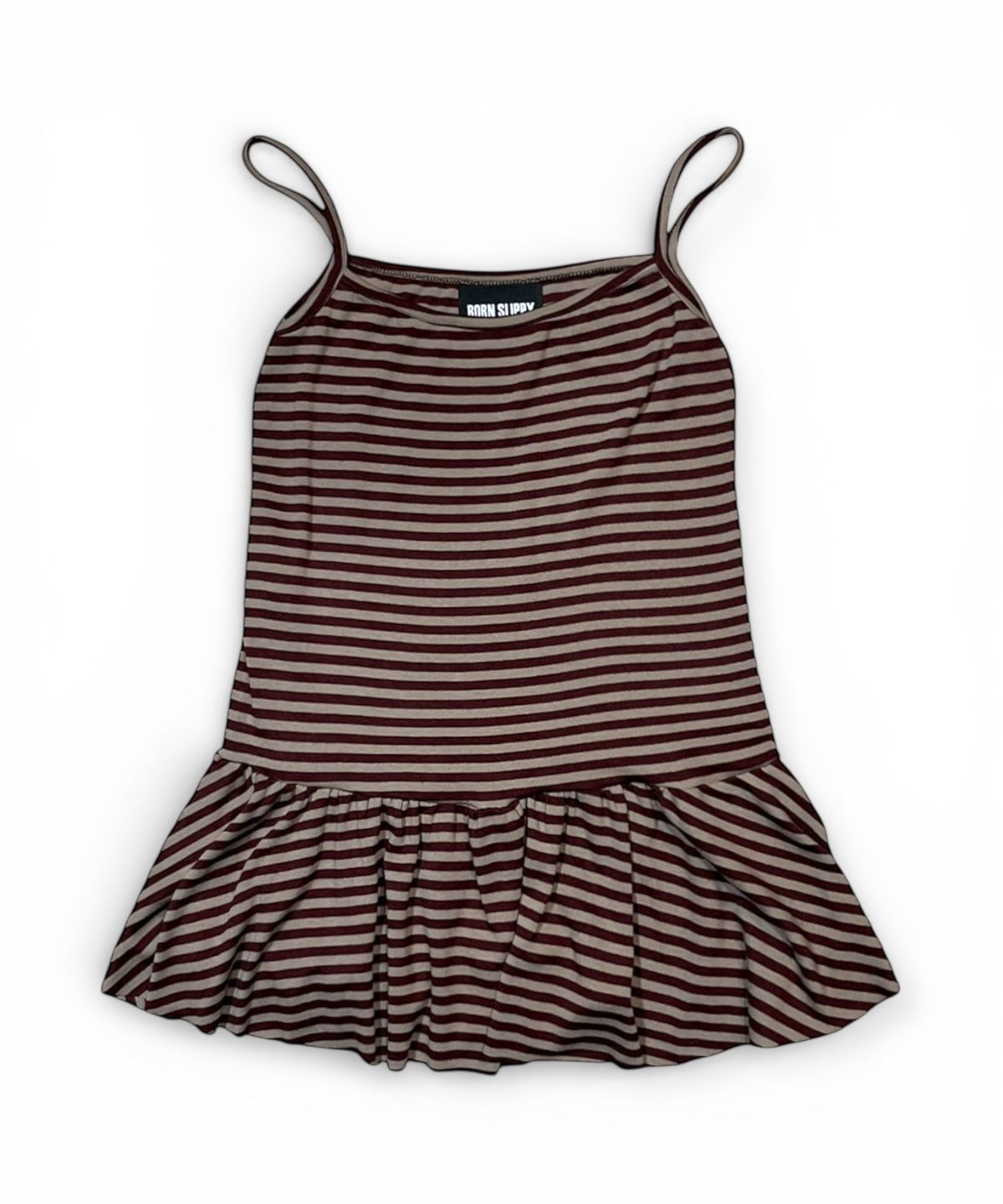 본슬리피(BORN SLIPPY) Stripe Frill Layered Sleeveless (Beige)