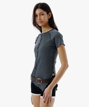 JERSEY LIP TOP [CHARCOAL]