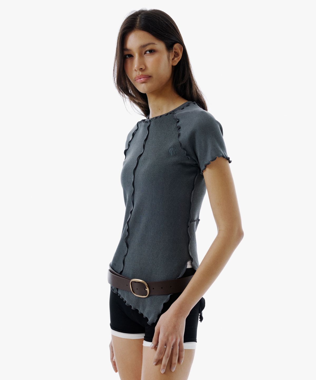 커렌트(CURRENT) JERSEY LIP TOP [CHARCOAL]
