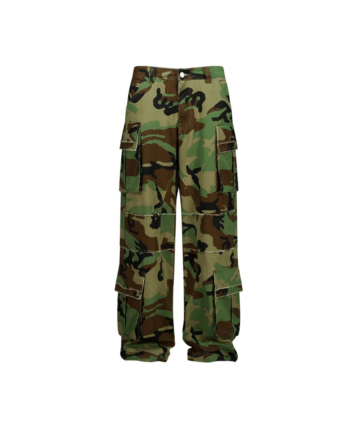 도미넌트(DOMINANT) Distressed Camo Cargo Pants