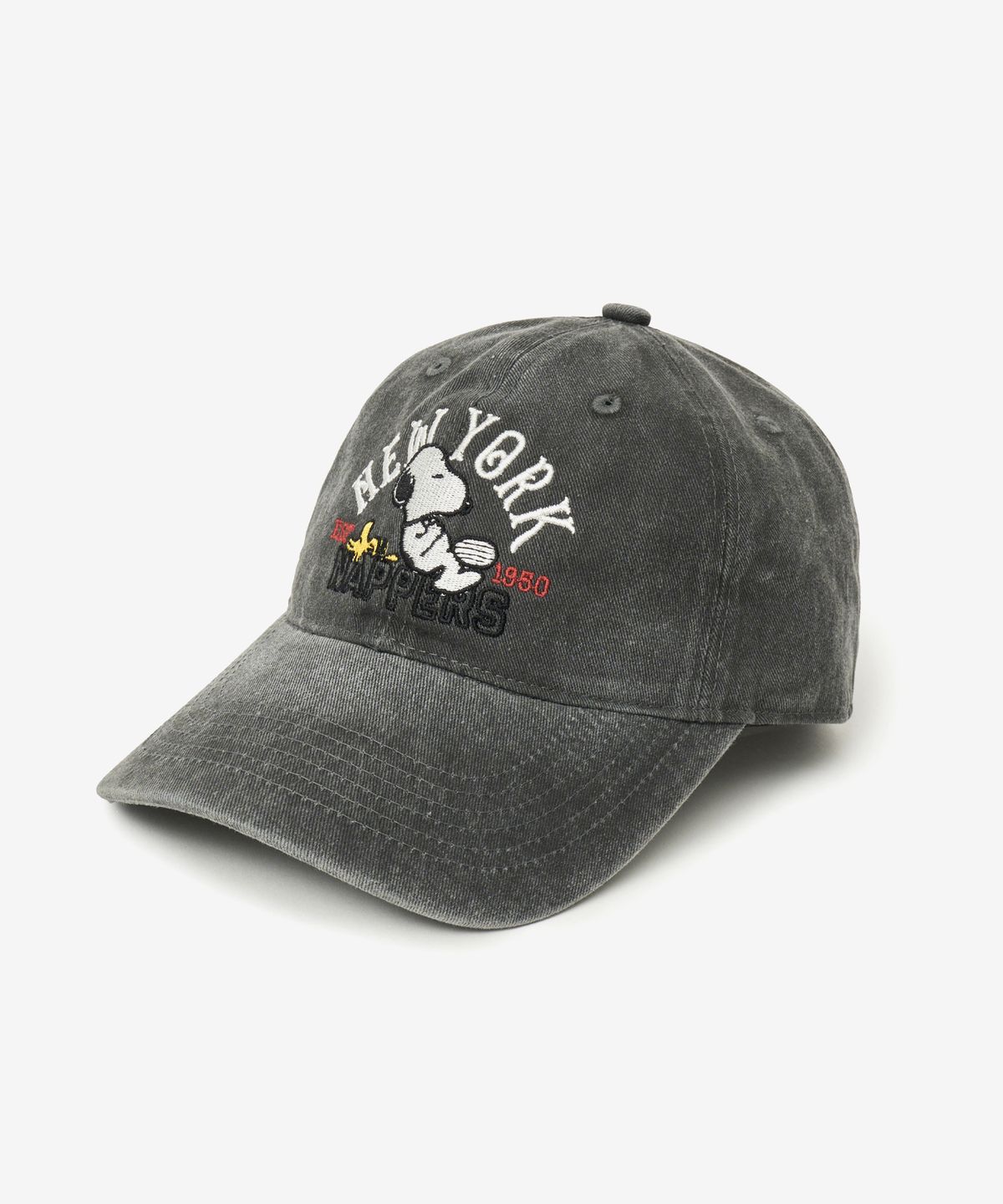 브이투(VTWO) 뉴욕 스누피 피그먼트 워시드 볼캡 (CHARCOAL)
