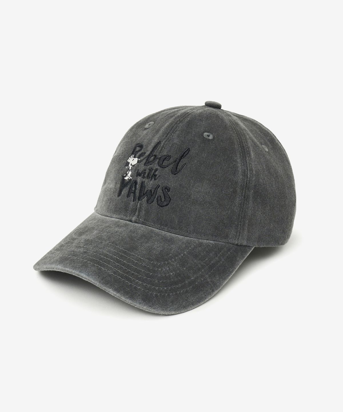 브이투(VTWO) Rebel 스누피 스톤 워시드 볼캡 (CHARCOAL)