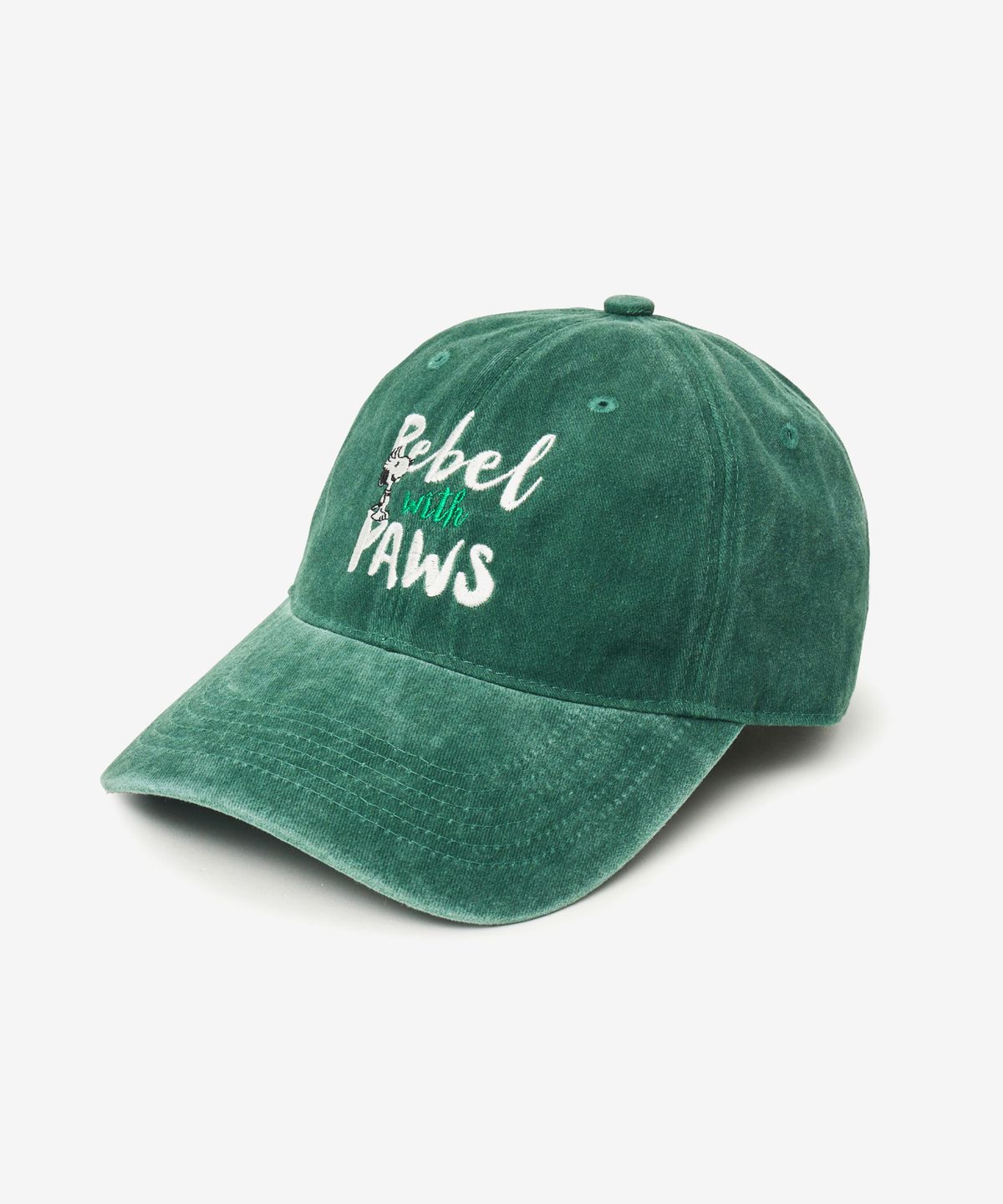 브이투(VTWO) Rebel 스누피 스톤 워시드 볼캡 (GREEN)