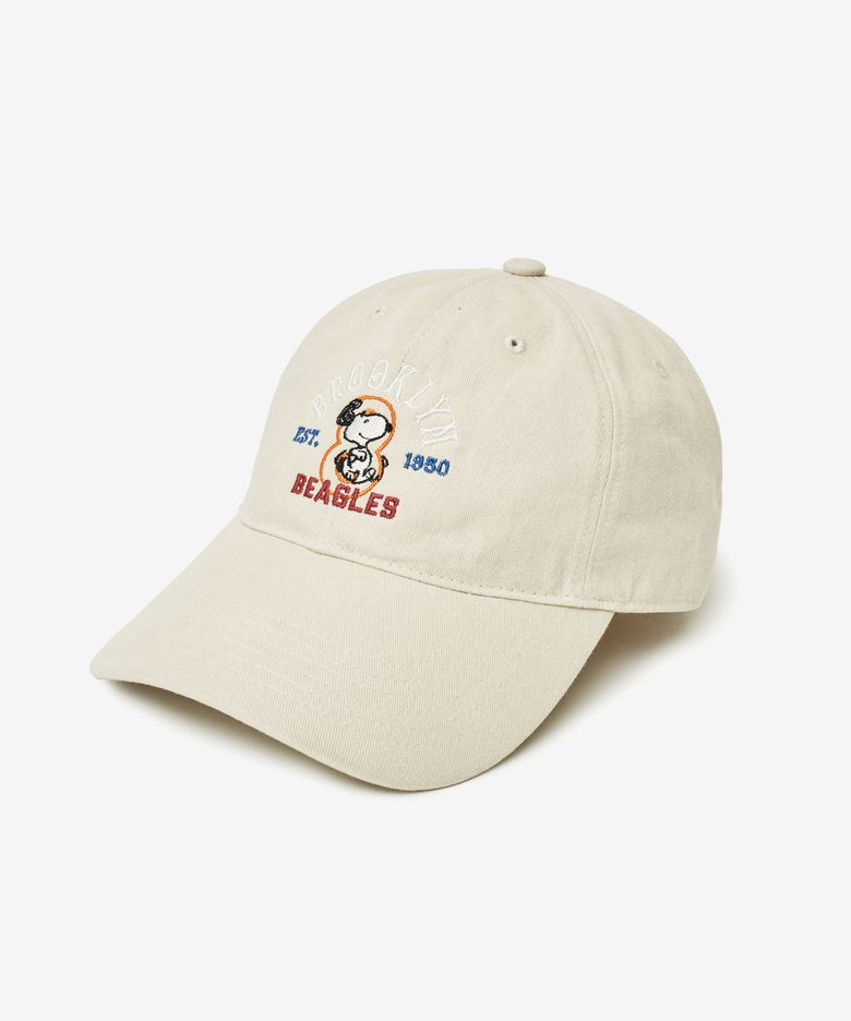 브루클린 스누피 피그먼트 워시드 볼캡 (BEIGE)