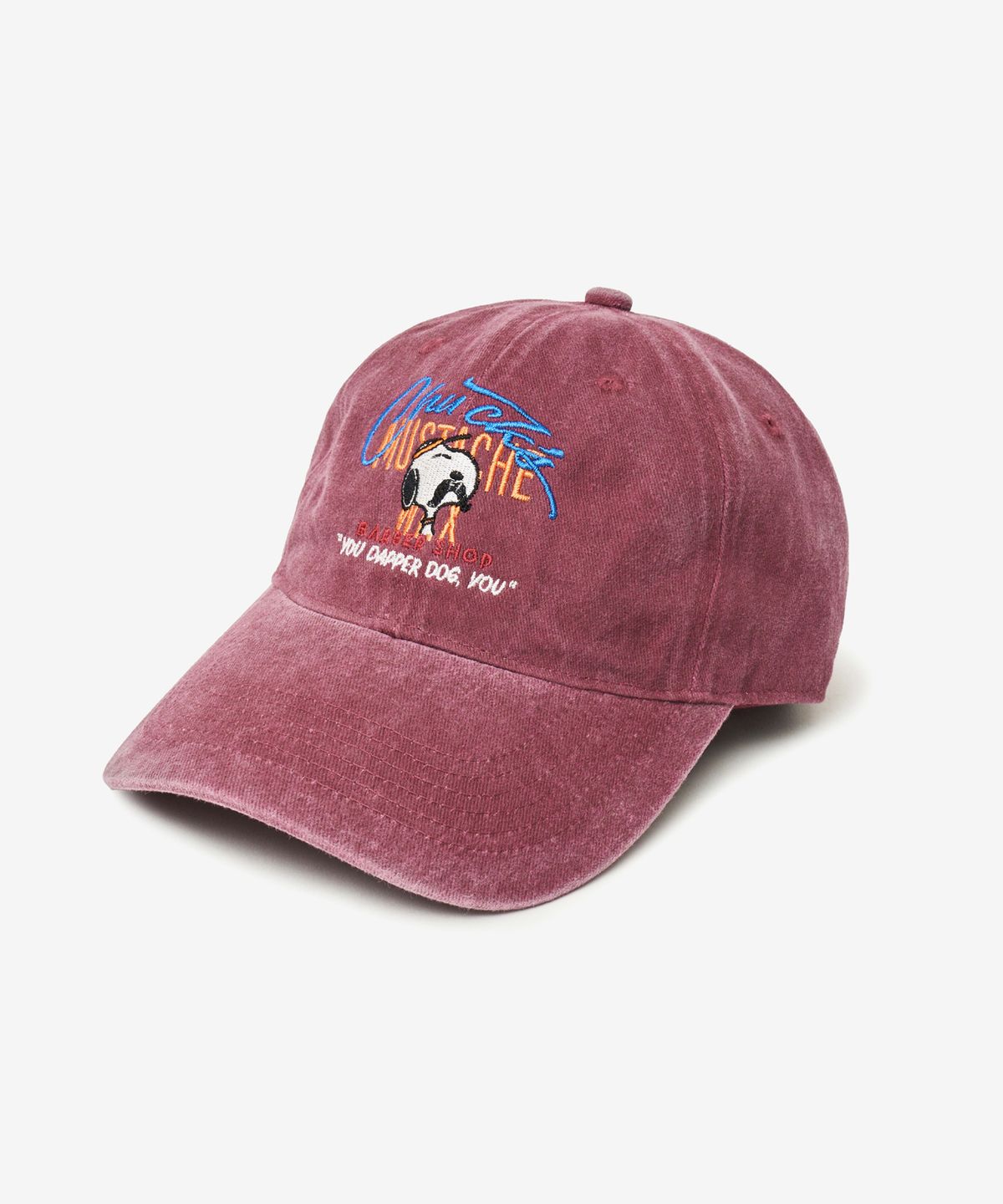 브이투(VTWO) 머스태쉬 스누피 스톤 워시드 볼캡 (BURGUNDY)