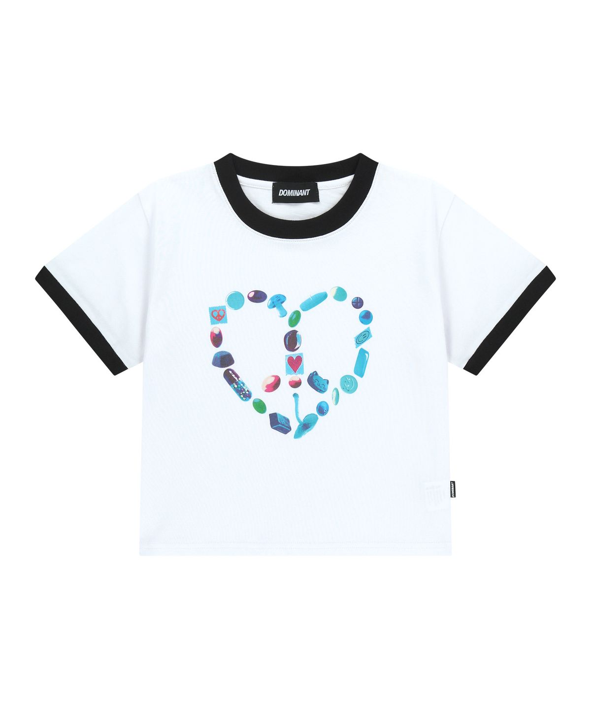 도미넌트(DOMINANT) Ringer Crop T-Shirt (Heart Peace)