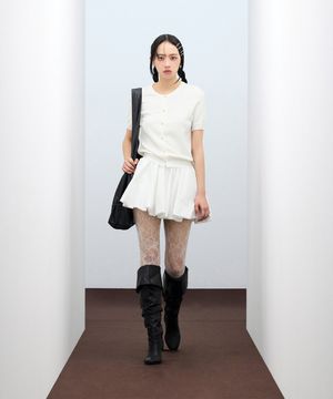 85-VIVA110 베이직 반팔 숏 슬리브 니트 가디건 화이트