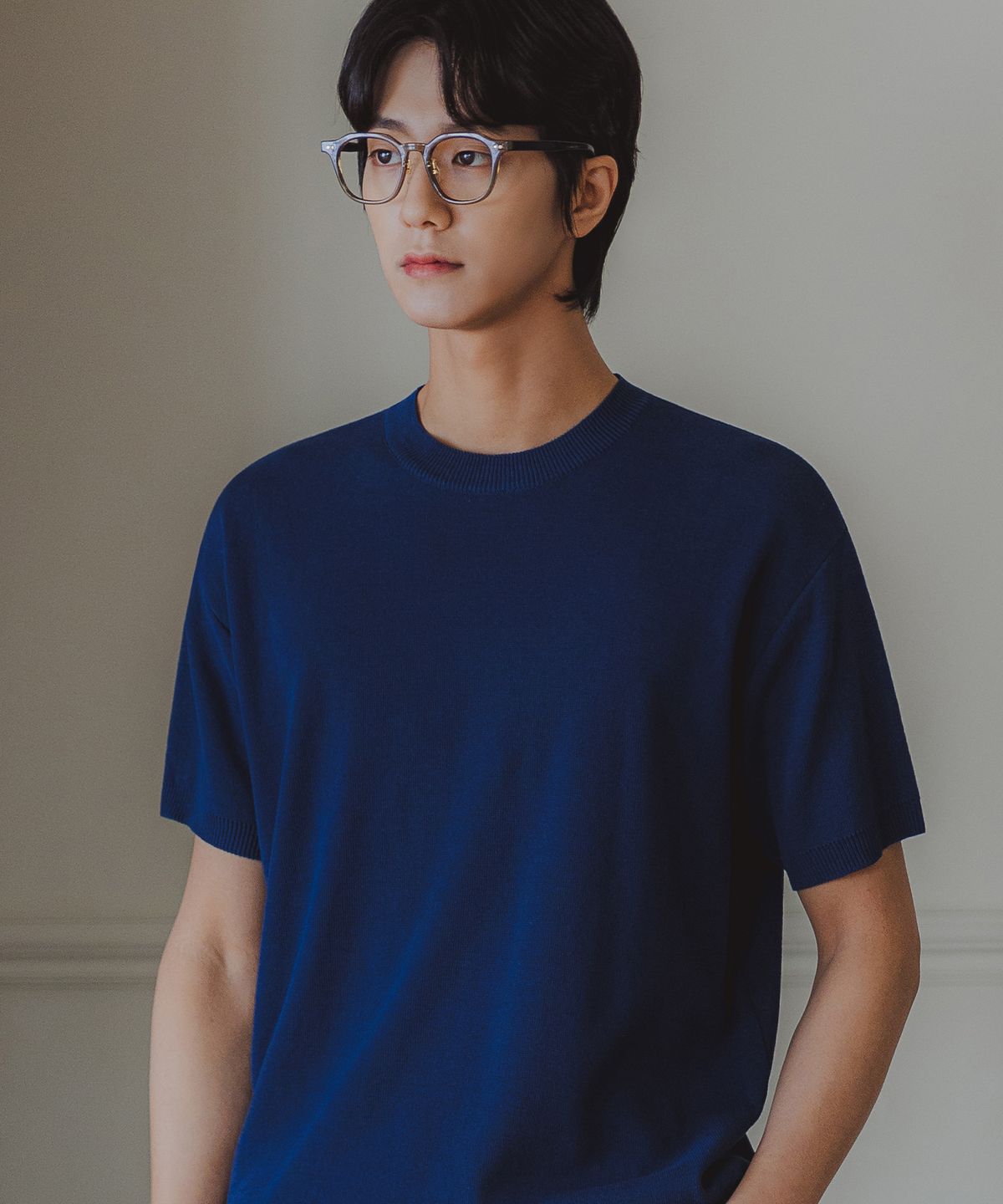 앨빈클로(ALVINCLO) [DELUXE] 밀라노 라운드 반팔 니트 DLX1517 (4 COLOR)