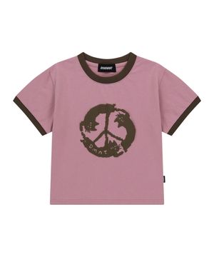 Purrfect Peace Ringer Crop T-Shirt (Pink)