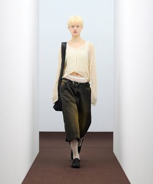 85-VIVA120 펀칭 원버튼 니트 볼레로 아이보리