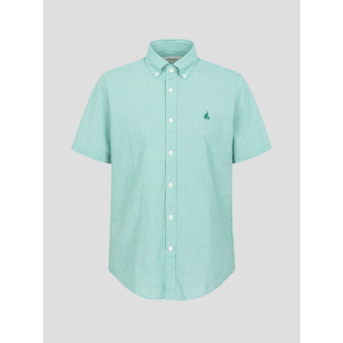 빈폴 멘(BEANPOLE MEN) 강연 시어서커 스몰 깅엄 반소매 셔츠  그린 (BC5465C47M)