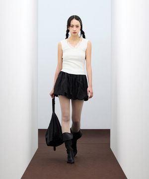 85-VIVA124 레이스 레이어드 슬리브리스 베스트 화이트