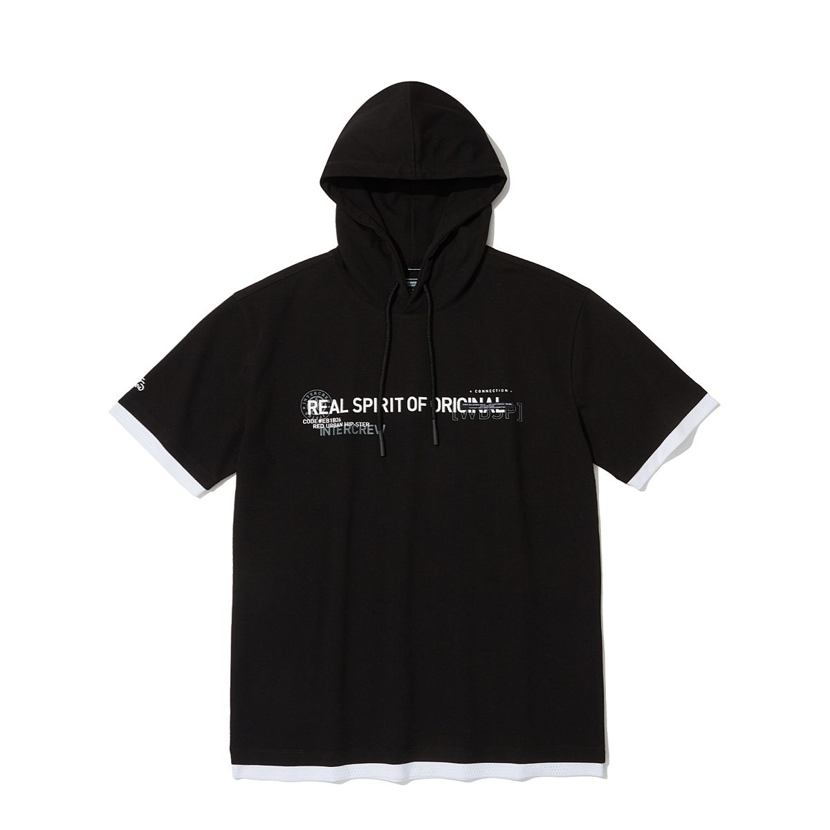 인터크루(INTERCREW) 라벨매쉬배색후드반팔 블랙 ITZ2TH01ABK