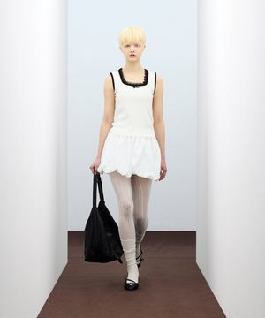 85-VIVA125 스퀘어 레이스 슬리브리스 베스트 화이트