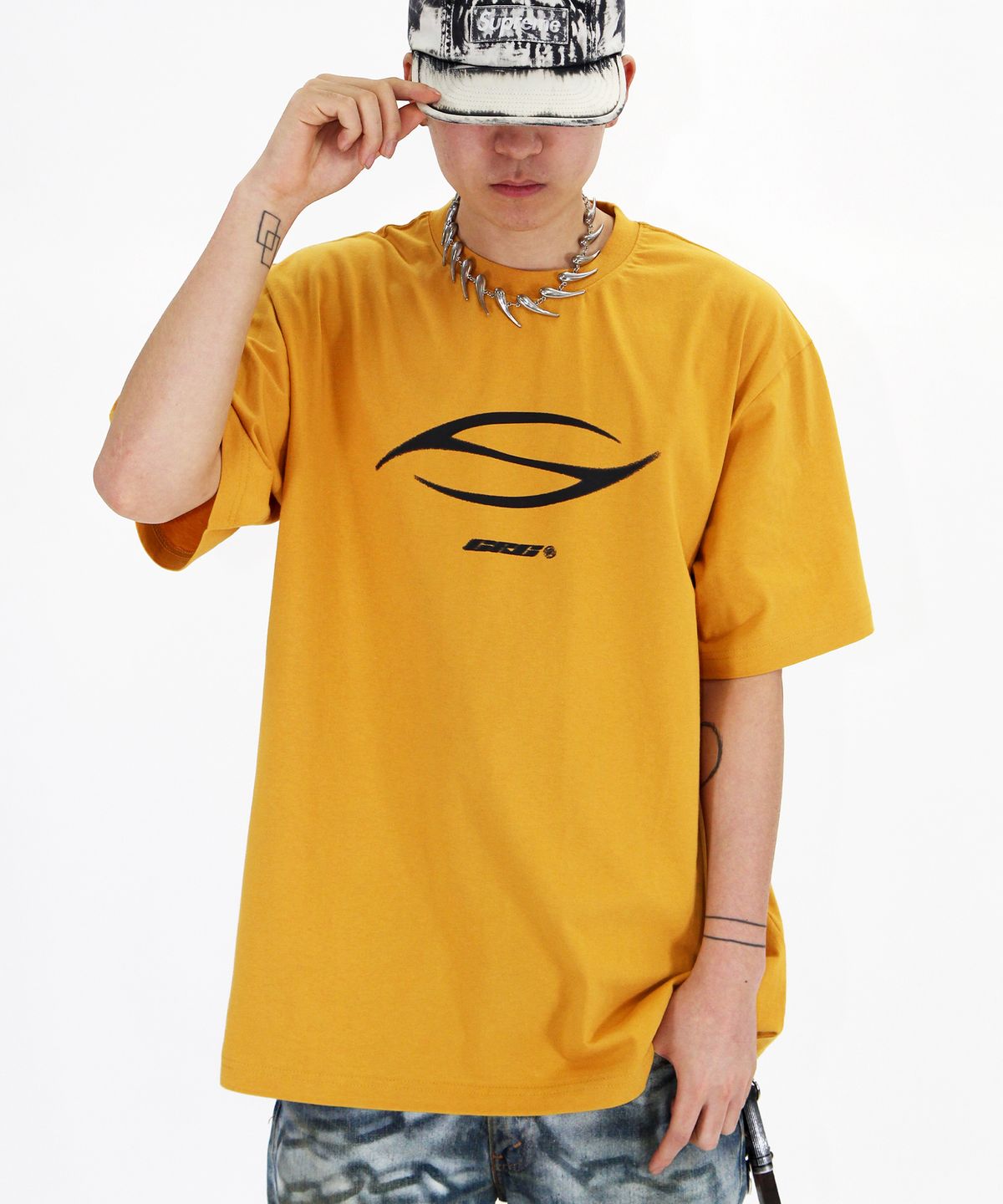 크리건(CRIGUN) CRG Tribal 세미 오버핏 반팔티 MUSTARD