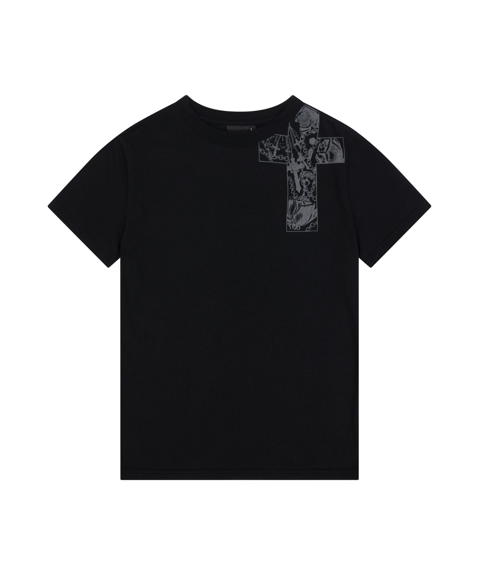 MUSINSA | AAKAM CROS2 Printed Half Top (Black)