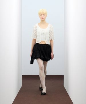 85-VIVA128 펀칭 레이스 매쉬 반팔 숏 슬리브 볼레로 화이트