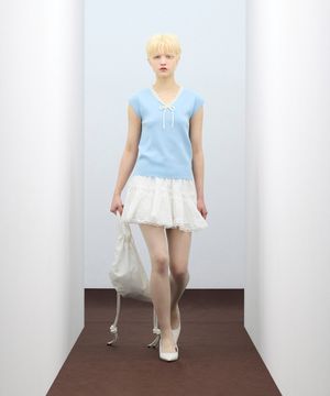 85-VIVA131 메이릴리 반팔 숏 슬리브 니트 스카이블루