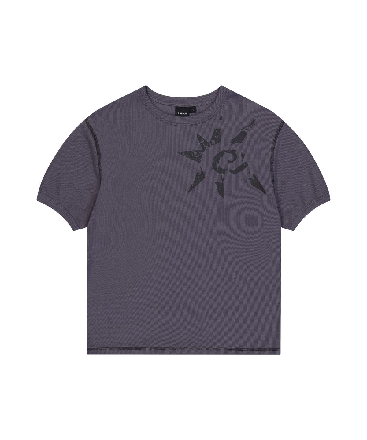 아캄(AAKAM) Ribbed Star Ringer Top (Dark Gray)
