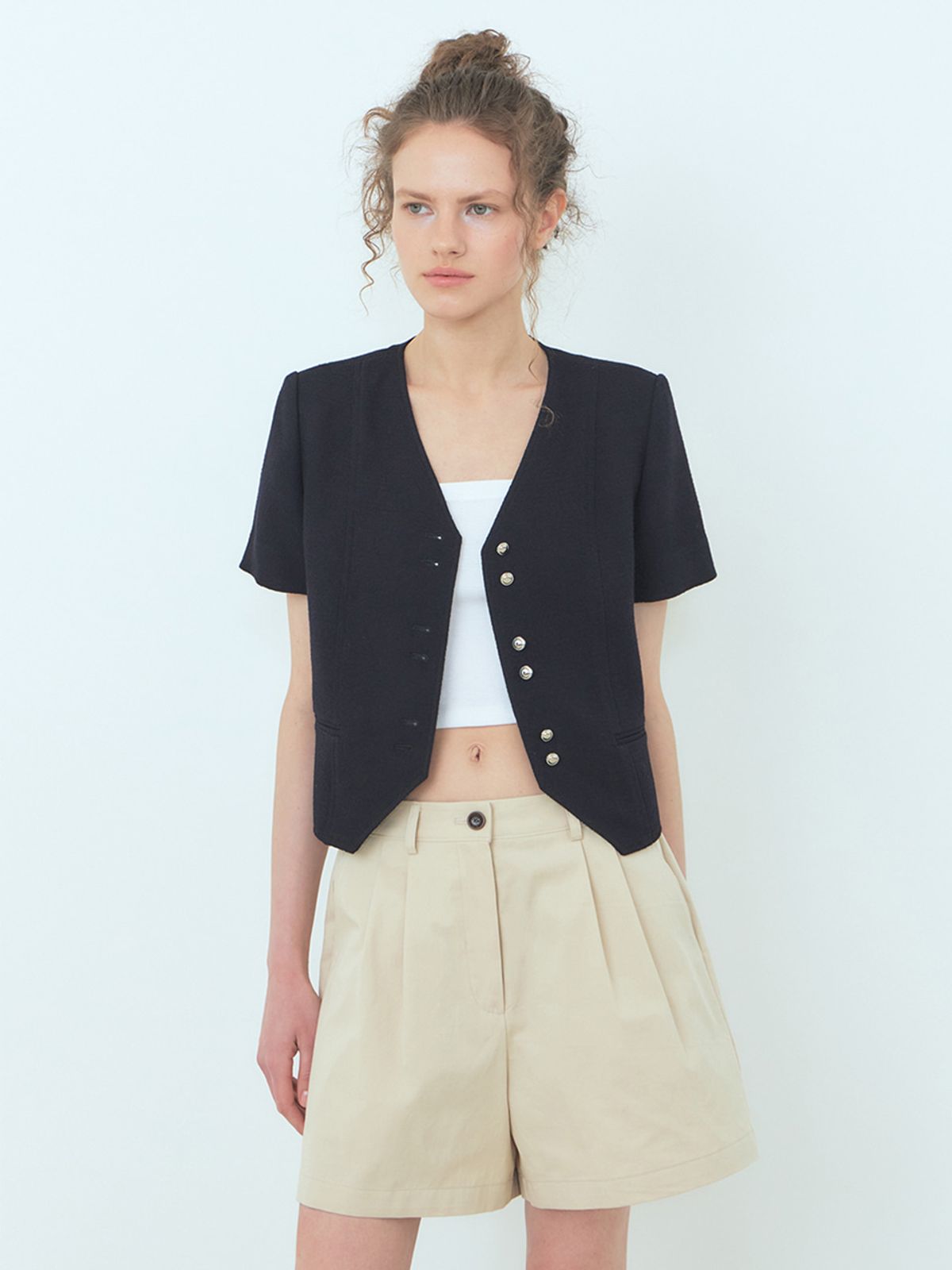 에트몽(ETMON) Cotton Pintuck Short Pants Beige