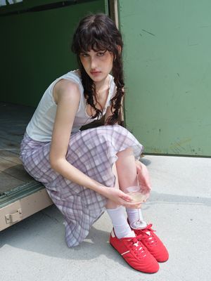 Check Midi Skirt Pink