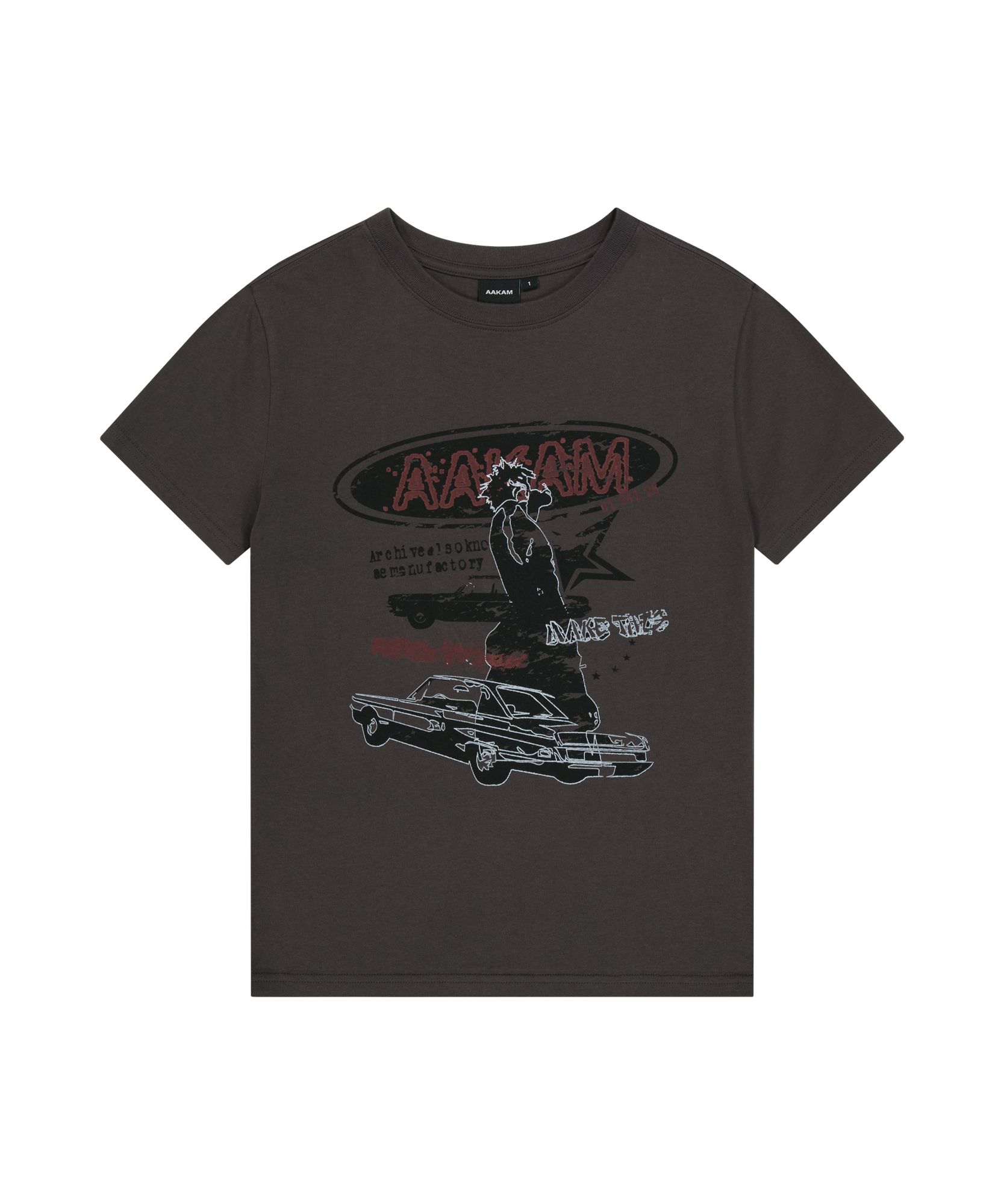 ●AAKAM● Cracked Sun Half Top MUSINSA | AAKAM Cracked VTG Printed Half Top (Dark Gray)