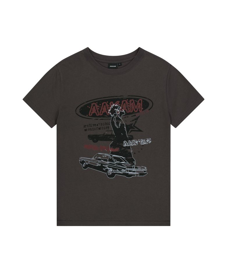 Cracked VTG Printed Half Top (Dark Gray)