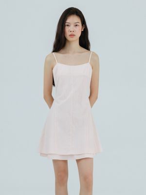 Slip Flare Layered Mini Dress Light Pink