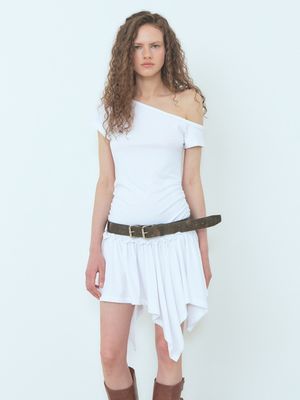 One-Shoulder Frill Mini Dress White