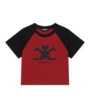 Bat Raglan Crop T-Shirt (Red)