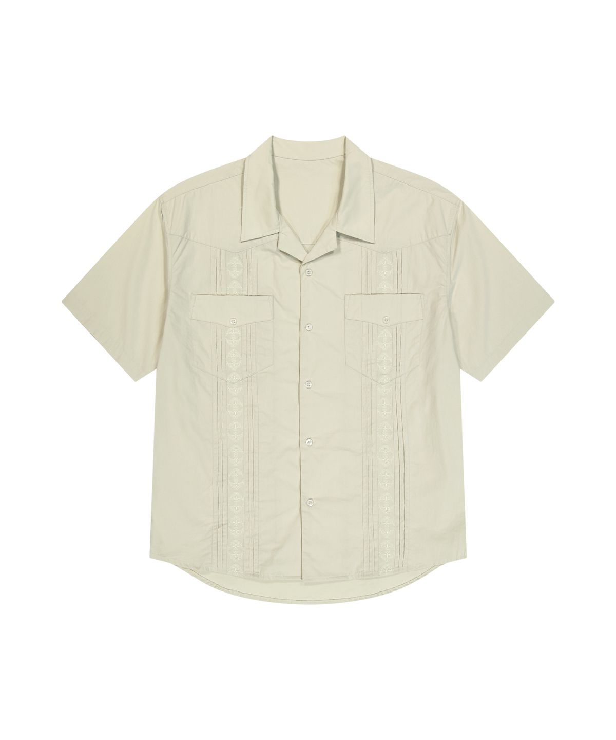 아캄(AAKAM) Needlework Cuba Half Shirts (Beige)