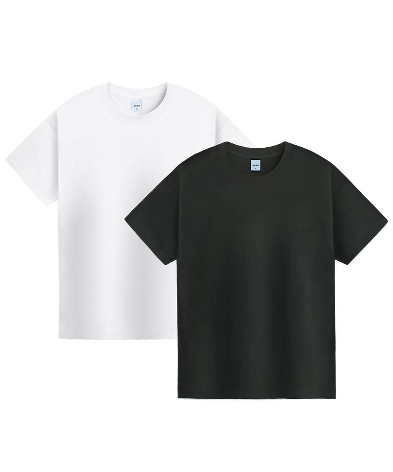 [2PACK] 세미 오버핏 레이어드 반팔 티셔츠