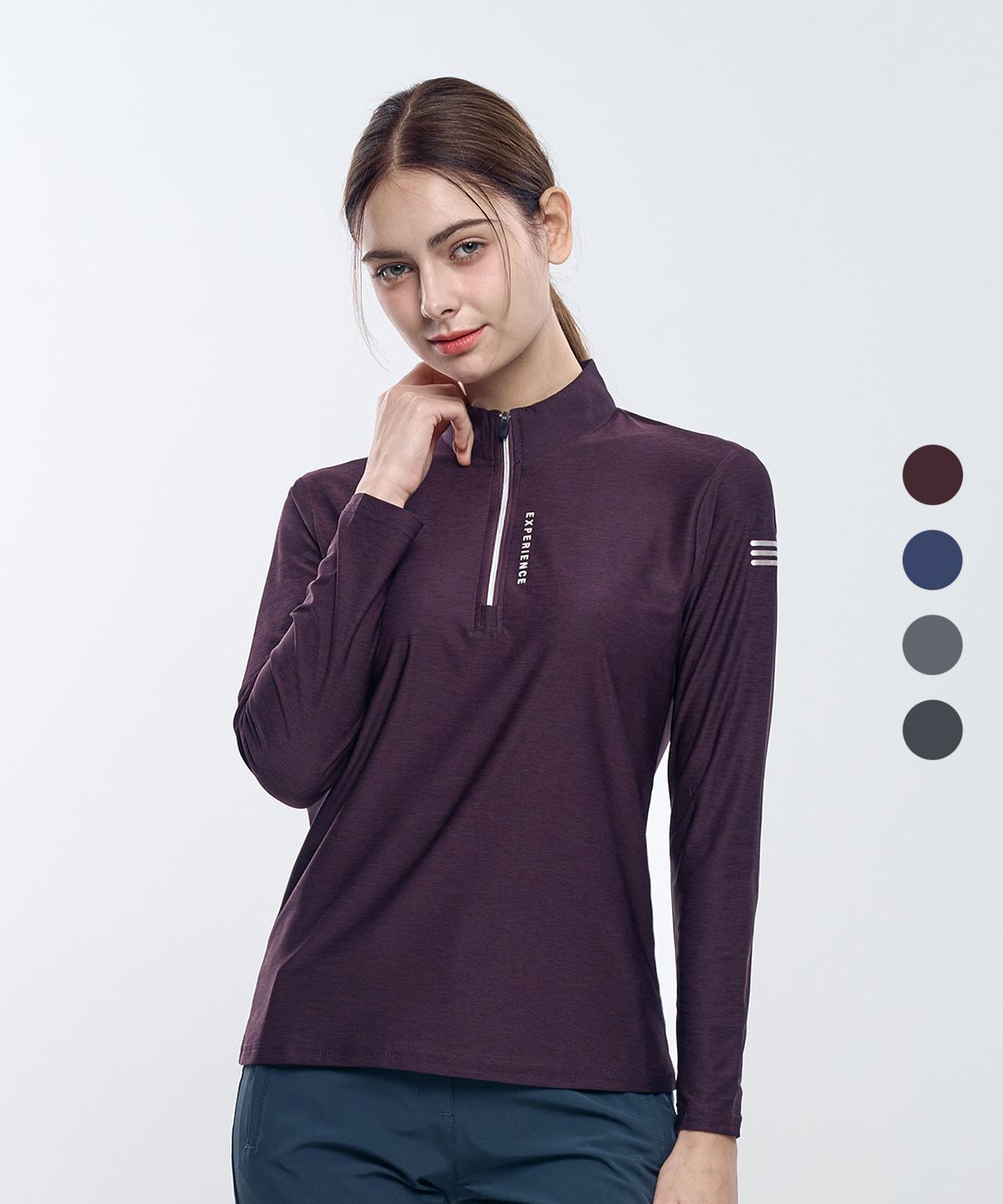 엑스트라스포티(EXTRASPORTY) 데일리우먼 여성 슬림라인 집업 긴팔 티셔츠 4 Colors