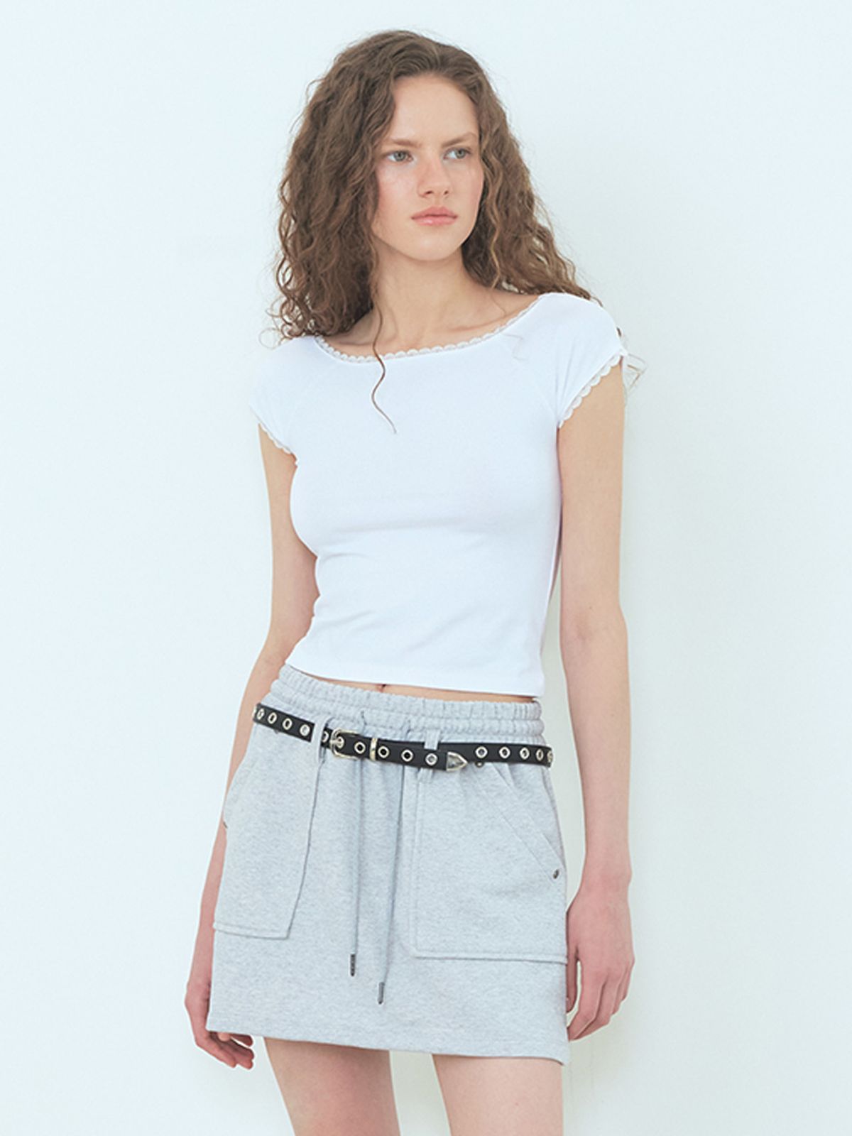 에트몽(ETMON) Lace Trimming T-Shirt White