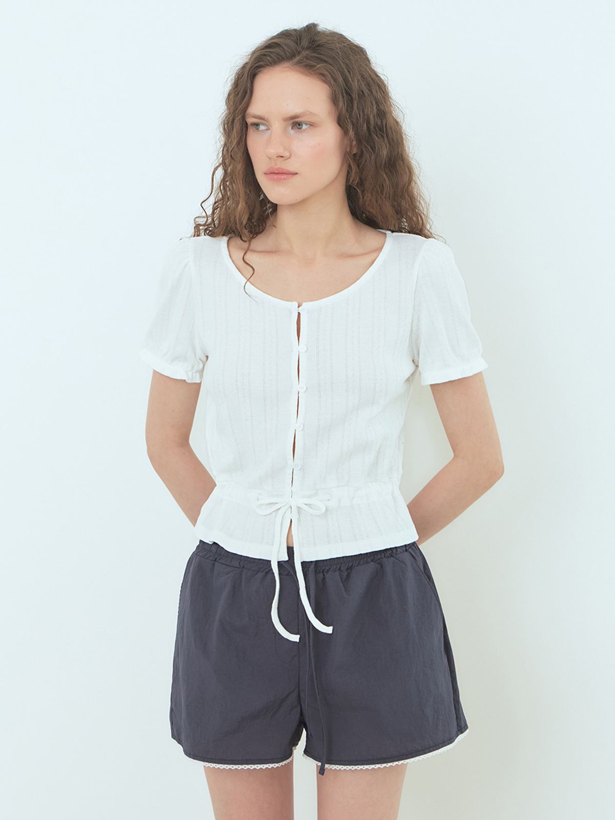 에트몽(ETMON) Eyelet Cotton Blouse White