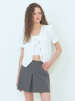 Double Button Tweed Jacket, White