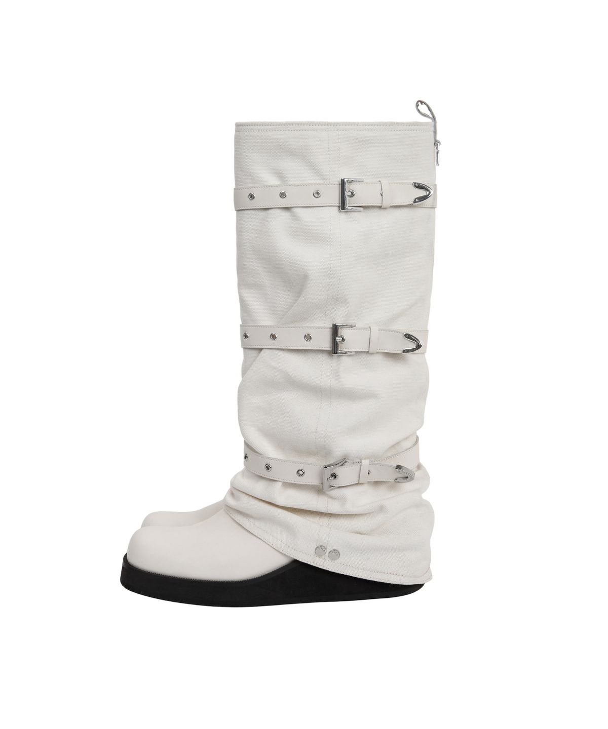 트리밍버드(TREEMINGBIRD) Bold Wrinkled Belted Long Boots [ White ]