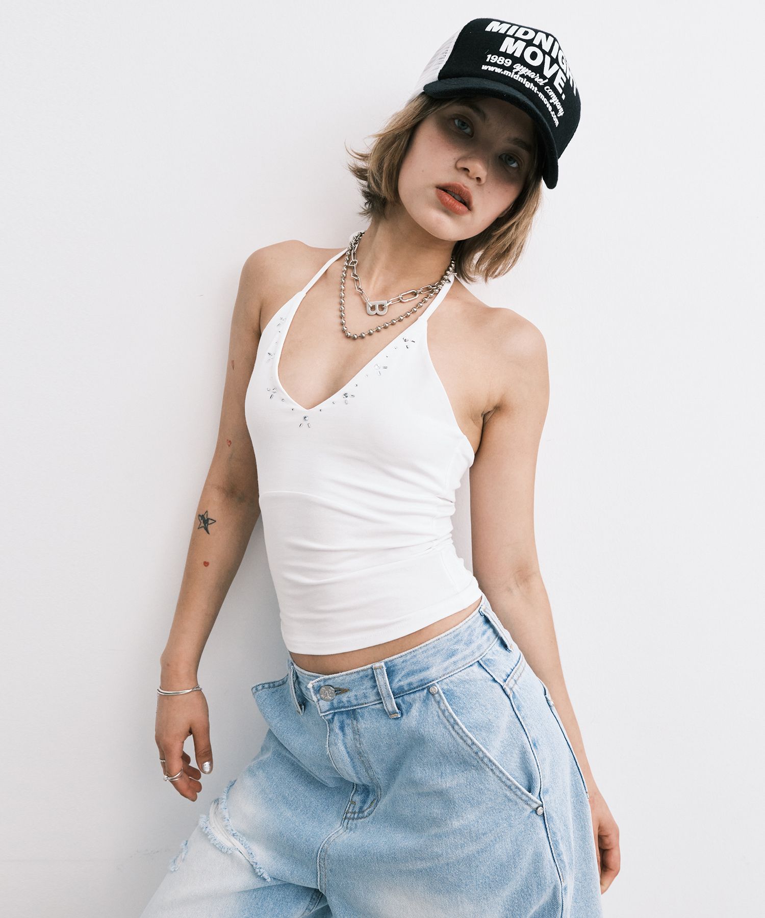 Tシャツ・カットソー MIDNIGHT MOVE cubic top MUSINSA公式 | MIDNIGHT MOVE cubic top (white)