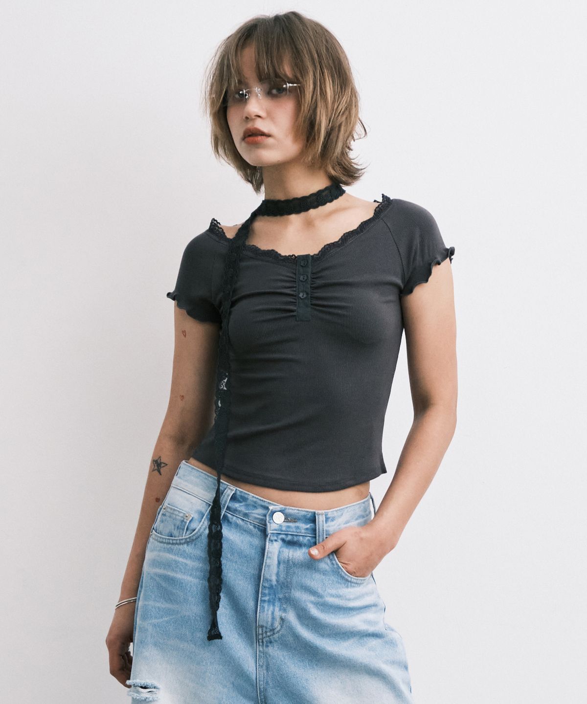 미드나잇 무브(MIDNIGHT MOVE) lace sc t (dark grey)