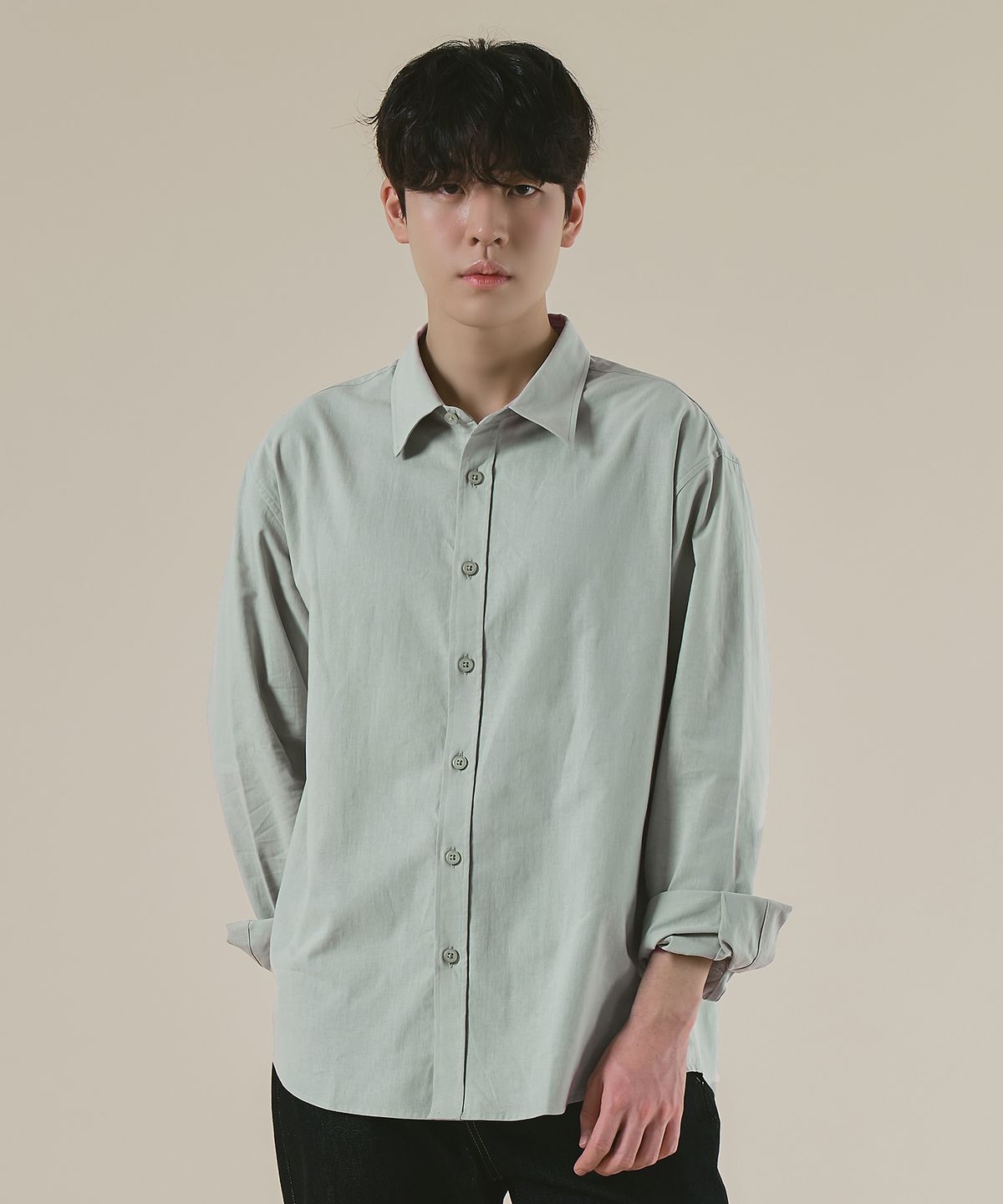 엘엑스티(LXT) For Summer 코튼 린넨 세미 오버 셔츠 [파스텔 그린]