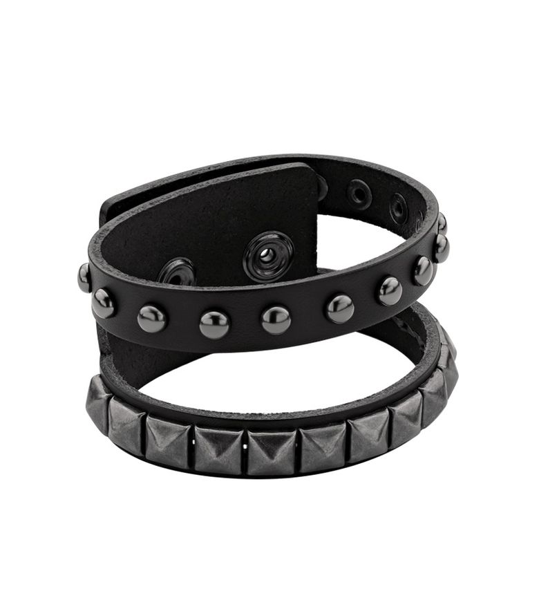 Double stud leather belt bracelet